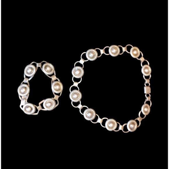 Fir. Munksgaard Denmark Jewelry Set Choker Necklace & Bracelet Sterling Sil - Picture 1 of 12